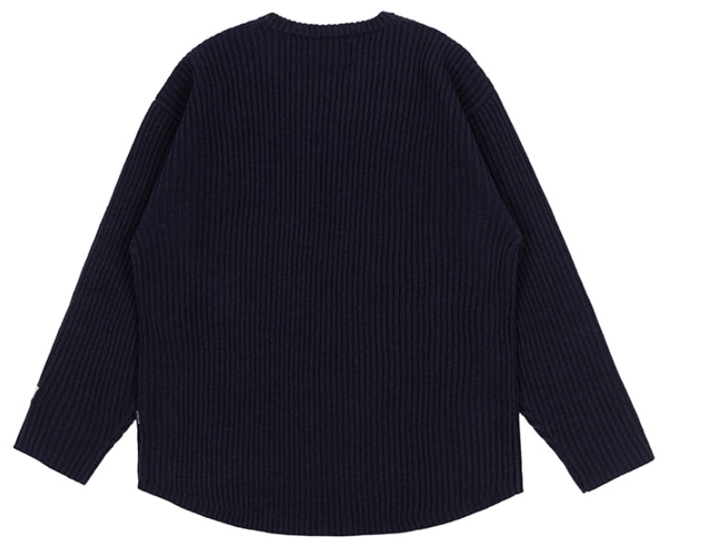 ロマンティッククラウン(ROMANTIC CROWN) SUNDAY SYNDROME SCRIBBLE LOGO KNITWEAR_NAVY