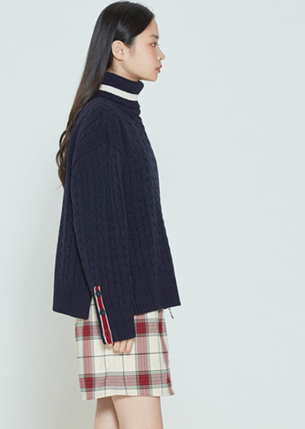 ロマンティッククラウン(ROMANTIC CROWN)  SUNDAY SYNDROME KNITTED TURTLENECK_NAVY