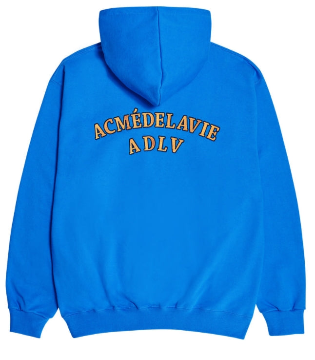 アクメドラビ(acme' de la vie)  TWO COLORS EMBROIDERY HOODIE BLUE