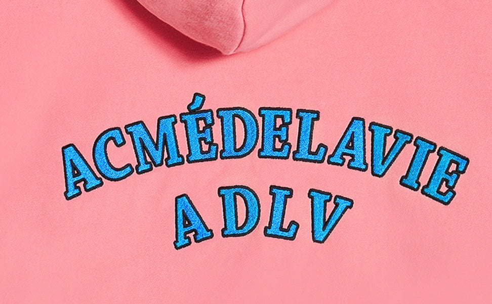 アクメドラビ(acme' de la vie)  TWO COLORS EMBROIDERY HOODIE PINK