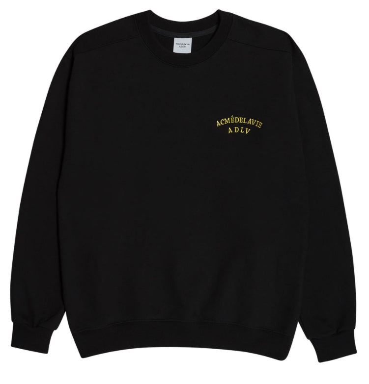 アクメドラビ(acme' de la vie)  TWO COLORS EMBROIDERY SWEAT SHIRT BLACK