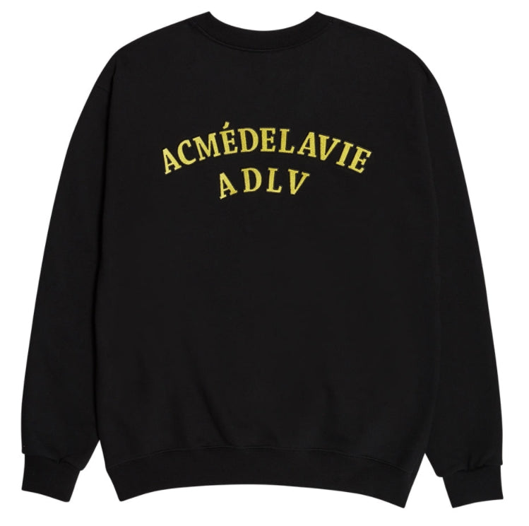 アクメドラビ(acme' de la vie)  TWO COLORS EMBROIDERY SWEAT SHIRT BLACK