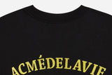 アクメドラビ(acme' de la vie)  TWO COLORS EMBROIDERY SWEAT SHIRT BLACK