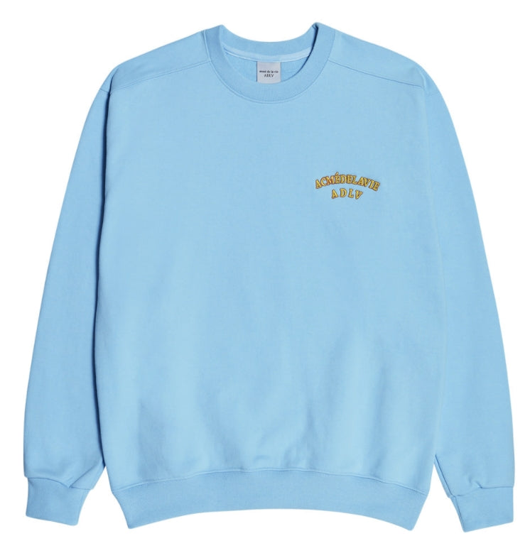 アクメドラビ(acme' de la vie)  TWO COLORS EMBROIDERY SWEAT SHIRT SKY BLUE