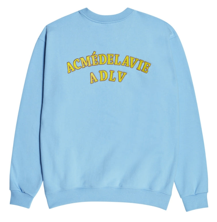 アクメドラビ(acme' de la vie)  TWO COLORS EMBROIDERY SWEAT SHIRT SKY BLUE
