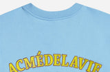 アクメドラビ(acme' de la vie)  TWO COLORS EMBROIDERY SWEAT SHIRT SKY BLUE