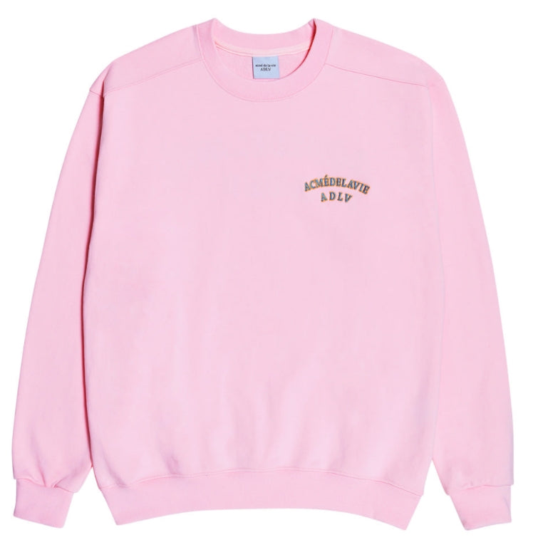 アクメドラビ(acme' de la vie) TWO COLORS EMBROIDERY SWEAT SHIRT LIGHT PINK
