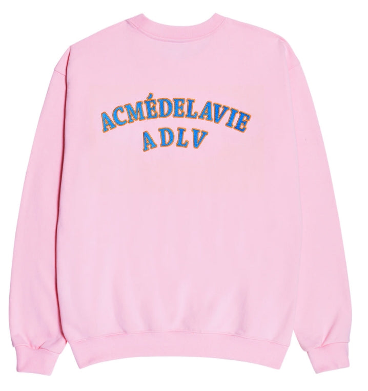 アクメドラビ(acme' de la vie) TWO COLORS EMBROIDERY SWEAT SHIRT LIGHT PINK