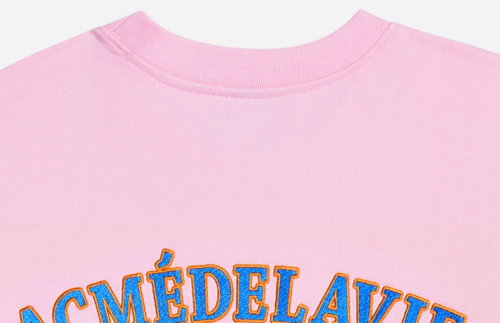アクメドラビ(acme' de la vie) TWO COLORS EMBROIDERY SWEAT SHIRT LIGHT PINK