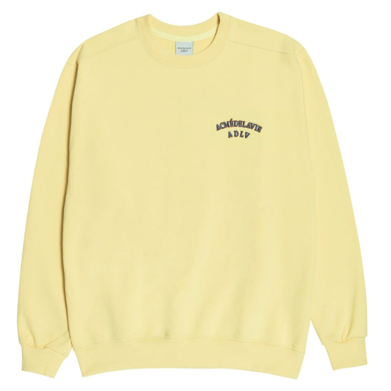 アクメドラビ(acme' de la vie) TWO COLORS EMBROIDERY SWEAT SHIRT LIGHT YELLOW