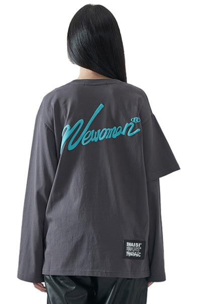 MMIC(エムエムアイシー) HALF DOUBLE LAYERED L/SL T-SHIRT GY