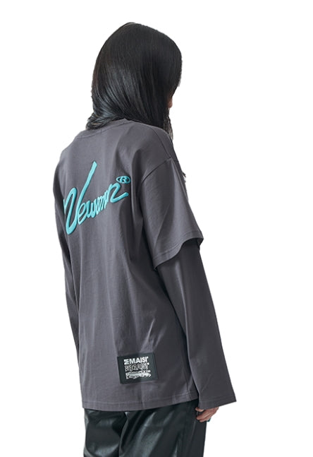 MMIC(エムエムアイシー) HALF DOUBLE LAYERED L/SL T-SHIRT GY