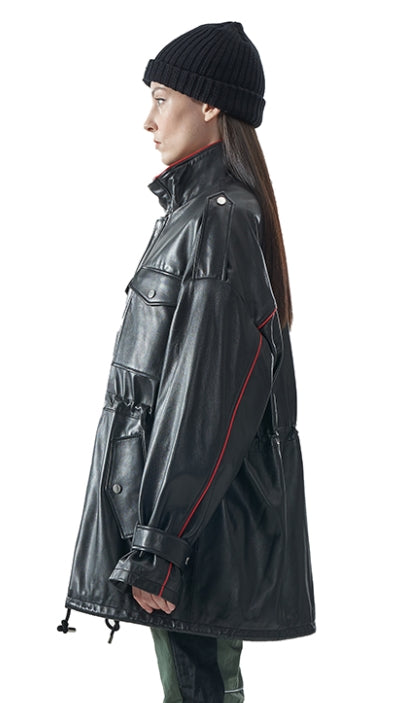 MMIC(エムエムアイシー) BLACK SOFT LEATHER PARKA W