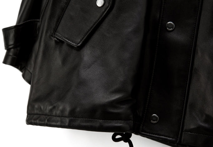 MMIC(エムエムアイシー) BLACK SOFT LEATHER PARKA W