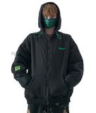 MMIC(エムエムアイシー) HALF QUILTED ZIP-UP HOODIE BK