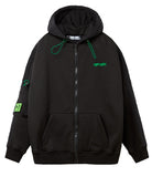 MMIC(エムエムアイシー) HALF QUILTED ZIP-UP HOODIE BK