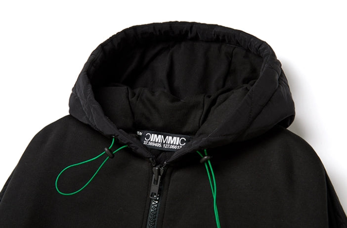 MMIC(エムエムアイシー) HALF QUILTED ZIP-UP HOODIE BK