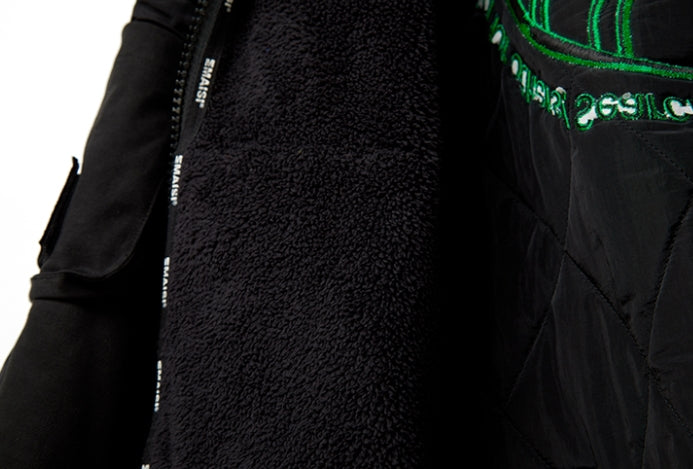 MMIC(エムエムアイシー) HALF QUILTED ZIP-UP HOODIE BK