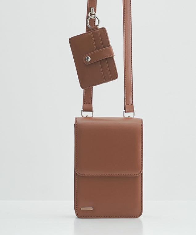 SSY(エスエスワイ) MINIMAL BAR SQUARE LEATHER BAG & CARDWALLET BROWN