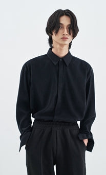 SSY(エスエスワイ)  SUPREME TOUCH RELAXED FIT SHIRT BLACK