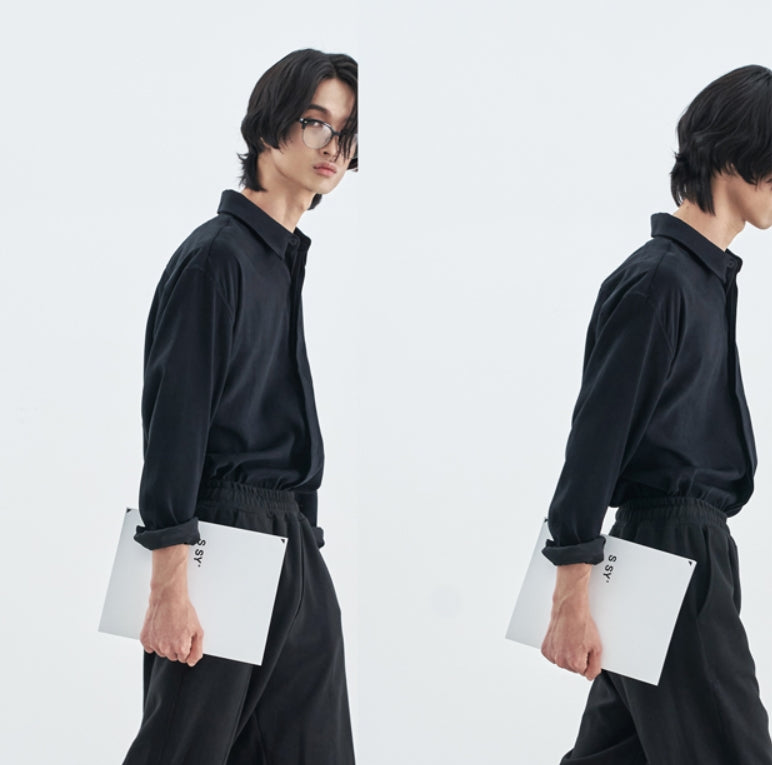 SSY(エスエスワイ)  SUPREME TOUCH RELAXED FIT SHIRT BLACK