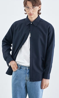 SSY(エスエスワイ) VERTICAL TIP BASIC SHIRT RELAXED FIT NAVY