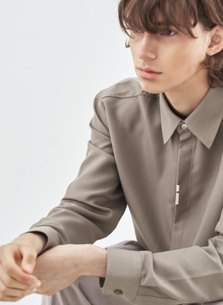 SSY(エスエスワイ) VERTICAL TIP BASIC SHIRT RELAXED FIT BEIGE