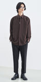 SSY(エスエスワイ)   VERTICAL TIP BASIC SHIRT RELAXED FIT BROWN