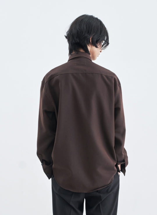 SSY(エスエスワイ)   VERTICAL TIP BASIC SHIRT RELAXED FIT BROWN