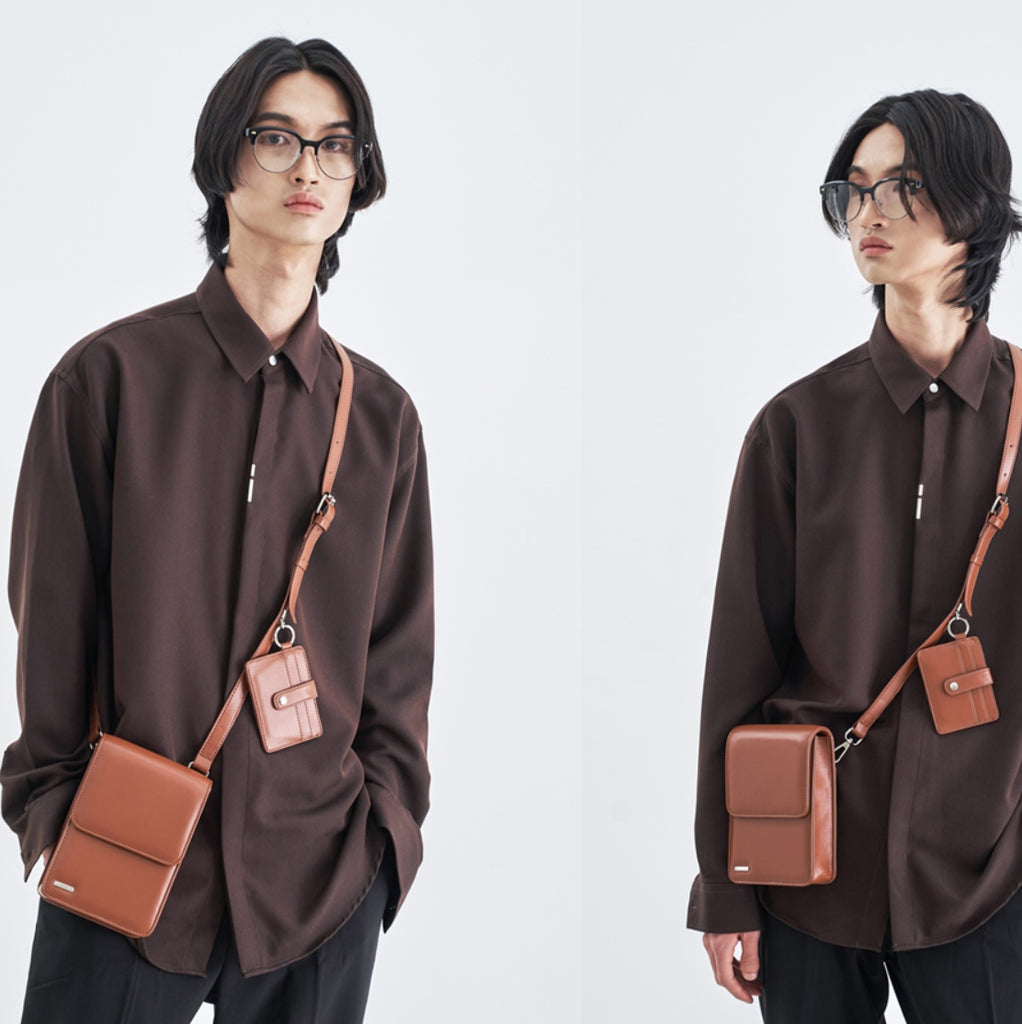 SSY(エスエスワイ)   VERTICAL TIP BASIC SHIRT RELAXED FIT BROWN