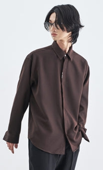 SSY(エスエスワイ)   VERTICAL TIP BASIC SHIRT RELAXED FIT BROWN