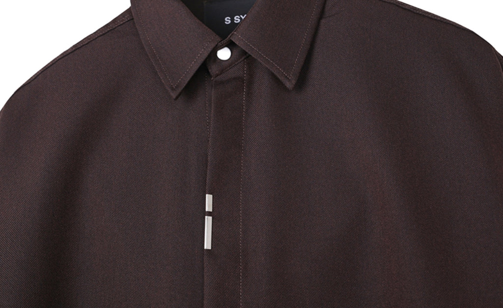SSY(エスエスワイ)   VERTICAL TIP BASIC SHIRT RELAXED FIT BROWN