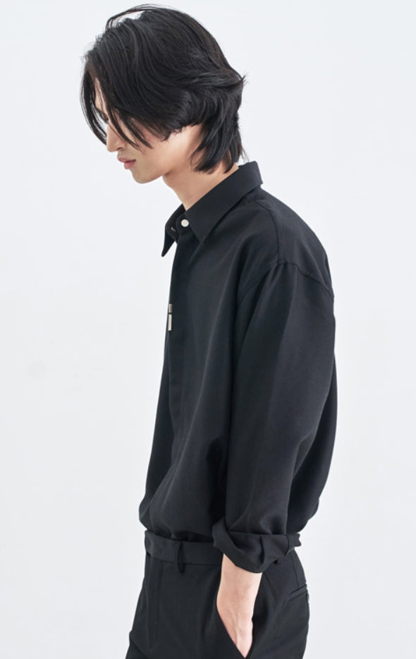 SSY(エスエスワイ)   VERTICAL TIP BASIC SHIRT RELAXED FIT BLACK