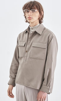 SSY(エスエスワイ) HALF OPEN CROP TIP SHIRT BEIGE