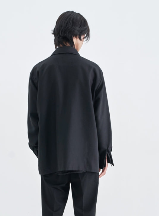 SSY(エスエスワイ) HALF OPEN CROP TIP SHIRT BLACK