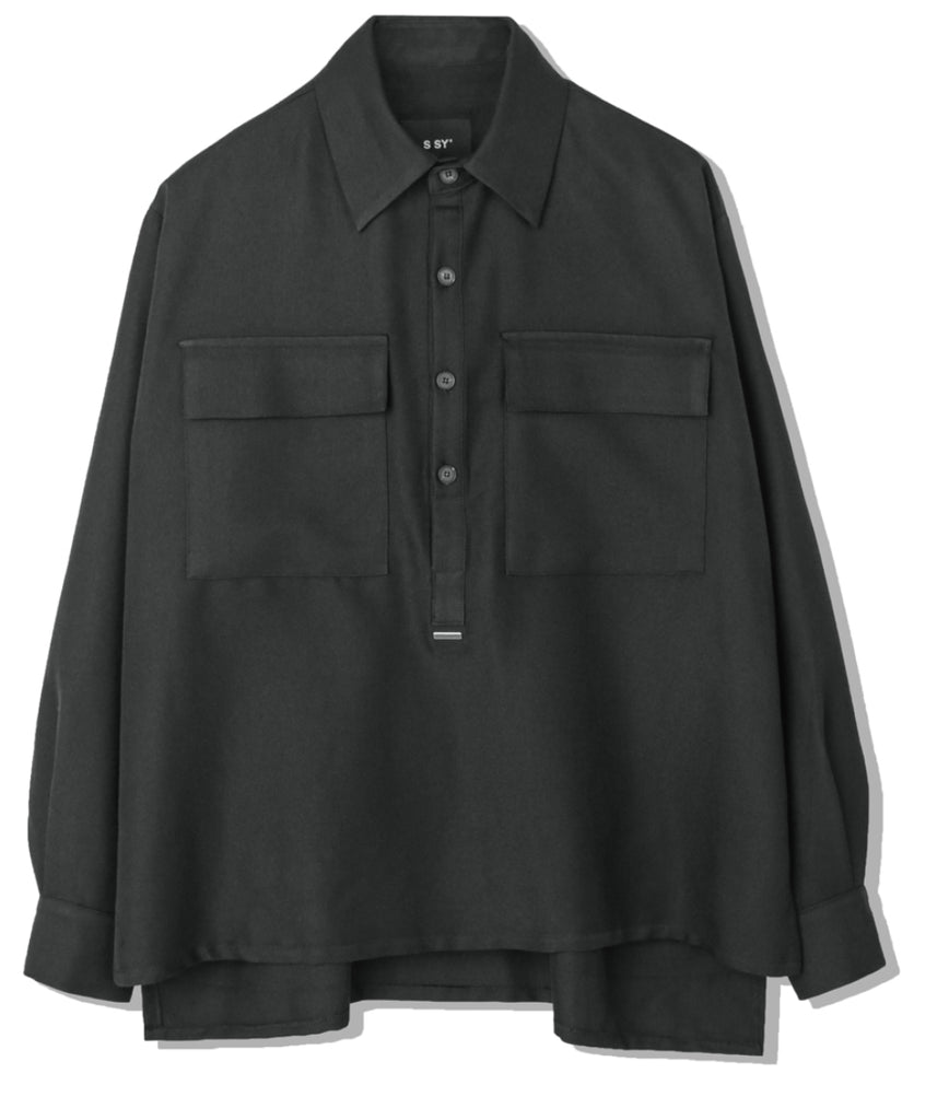 SSY(エスエスワイ) HALF OPEN CROP TIP SHIRT BLACK