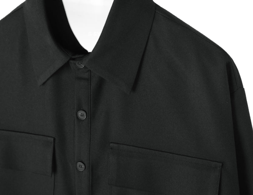 SSY(エスエスワイ) HALF OPEN CROP TIP SHIRT BLACK
