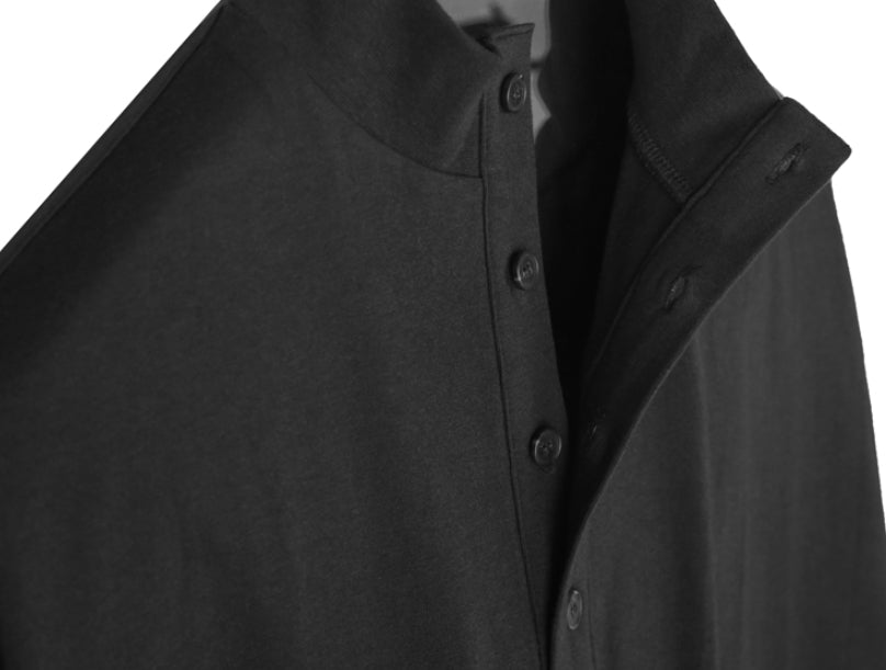 SSY(エスエスワイ) BUTTON UP HALF NECK LONG SLEEVE BLACK