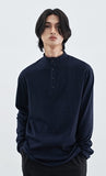 SSY(エスエスワイ) BUTTON UP HALF NECK LONG SLEEVE NEVY