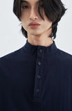 SSY(エスエスワイ) BUTTON UP HALF NECK LONG SLEEVE NEVY