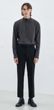 SSY(エスエスワイ) BUTTON UP HALF NECK LONG SLEEVE CHARCOAL