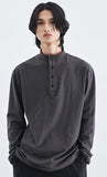 SSY(エスエスワイ) BUTTON UP HALF NECK LONG SLEEVE CHARCOAL