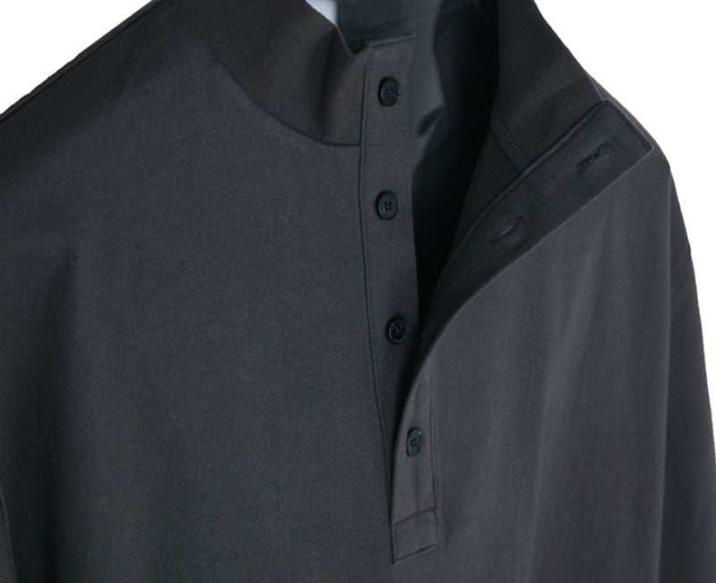 SSY(エスエスワイ) BUTTON UP HALF NECK LONG SLEEVE CHARCOAL