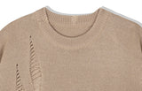 KND(ケイエンド) LOOSE FIT SOFT TOUCH DAMAGED KNIT BEIGE-K