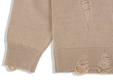 KND(ケイエンド) LOOSE FIT SOFT TOUCH DAMAGED KNIT BEIGE-K
