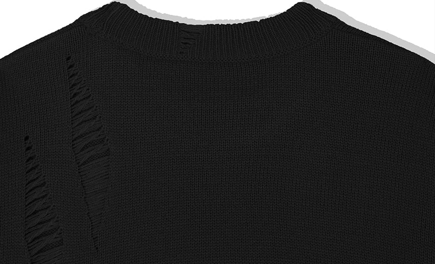 KND(ケイエンド) LOOSE FIT SOFT TOUCH DAMAGED KNIT BLACK-K