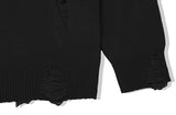 KND(ケイエンド) LOOSE FIT SOFT TOUCH DAMAGED KNIT BLACK-K