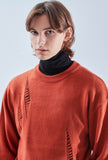 KND(ケイエンド) LOOSE FIT SOFT TOUCH DAMAGED KNIT ORANGE-K