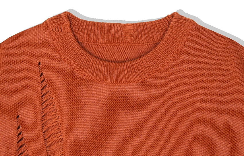 KND(ケイエンド) LOOSE FIT SOFT TOUCH DAMAGED KNIT ORANGE-K