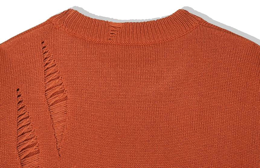 KND(ケイエンド) LOOSE FIT SOFT TOUCH DAMAGED KNIT ORANGE-K